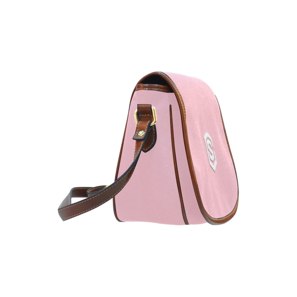 PINK Saddle Bag WITH WHITE LOGO Saddle Bag (Model 1649) (Small)
