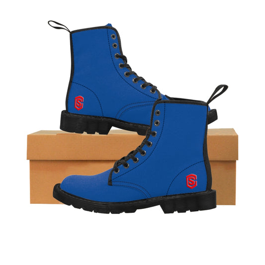 Blue Men's Canvas Boots Red Logo