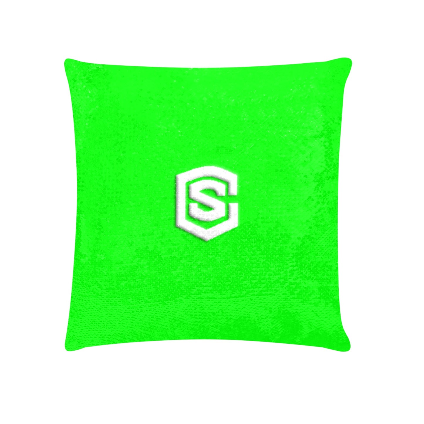 Green Custom Sequin Pillow with White Logo Custom Sequin Pillow Case 18"x18"