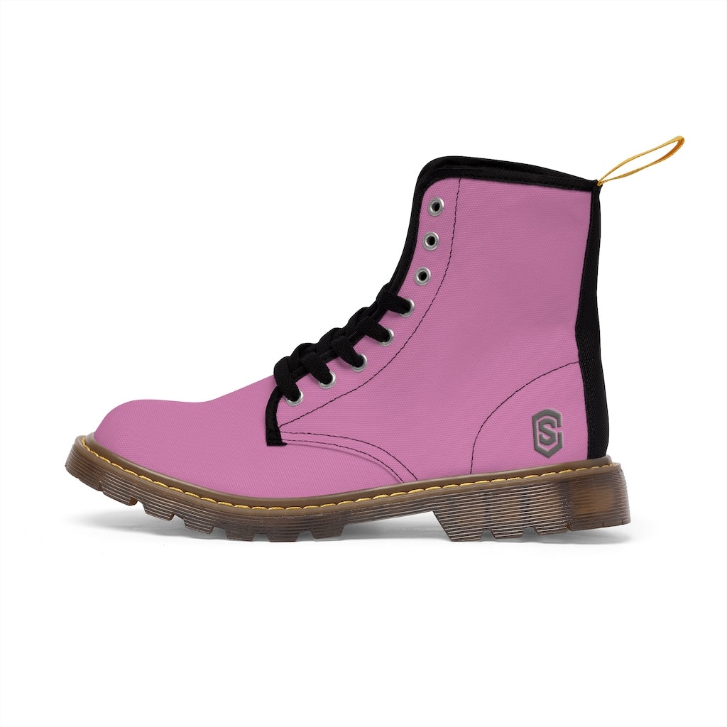 Pink Men's Canvas Boots Silver Logo