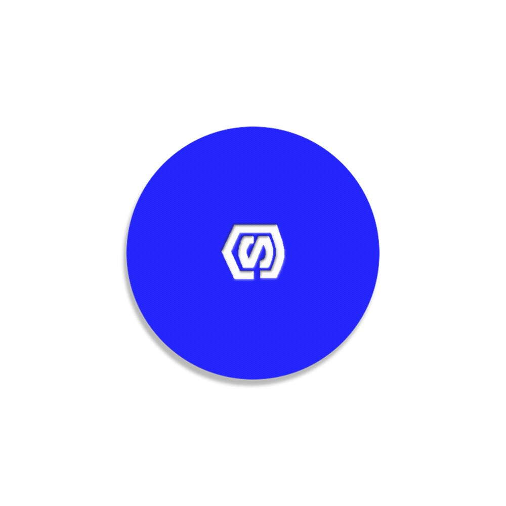 Blue Round Coaster with White Logo Round Coaster