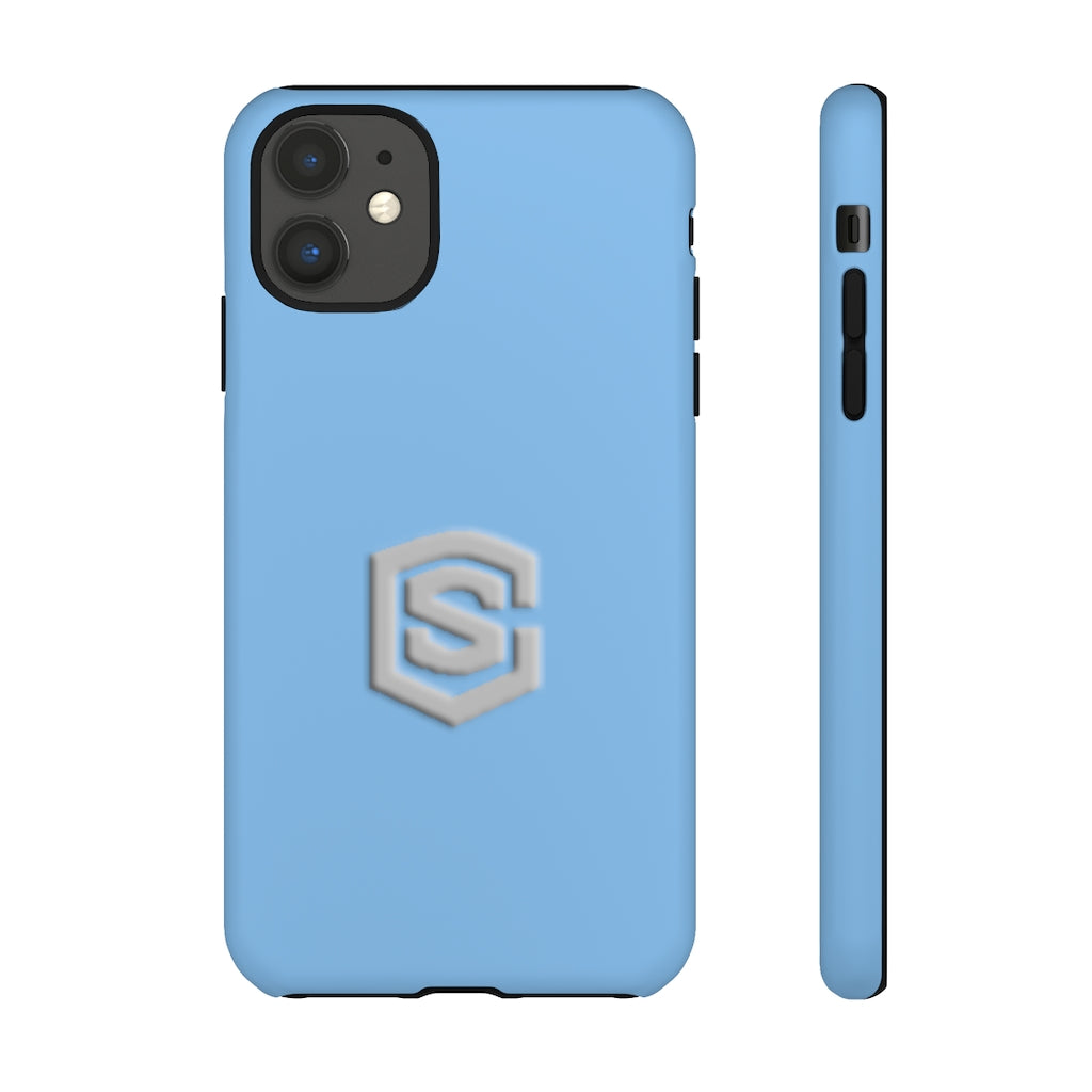 Blue Tough Cases Silver Logo