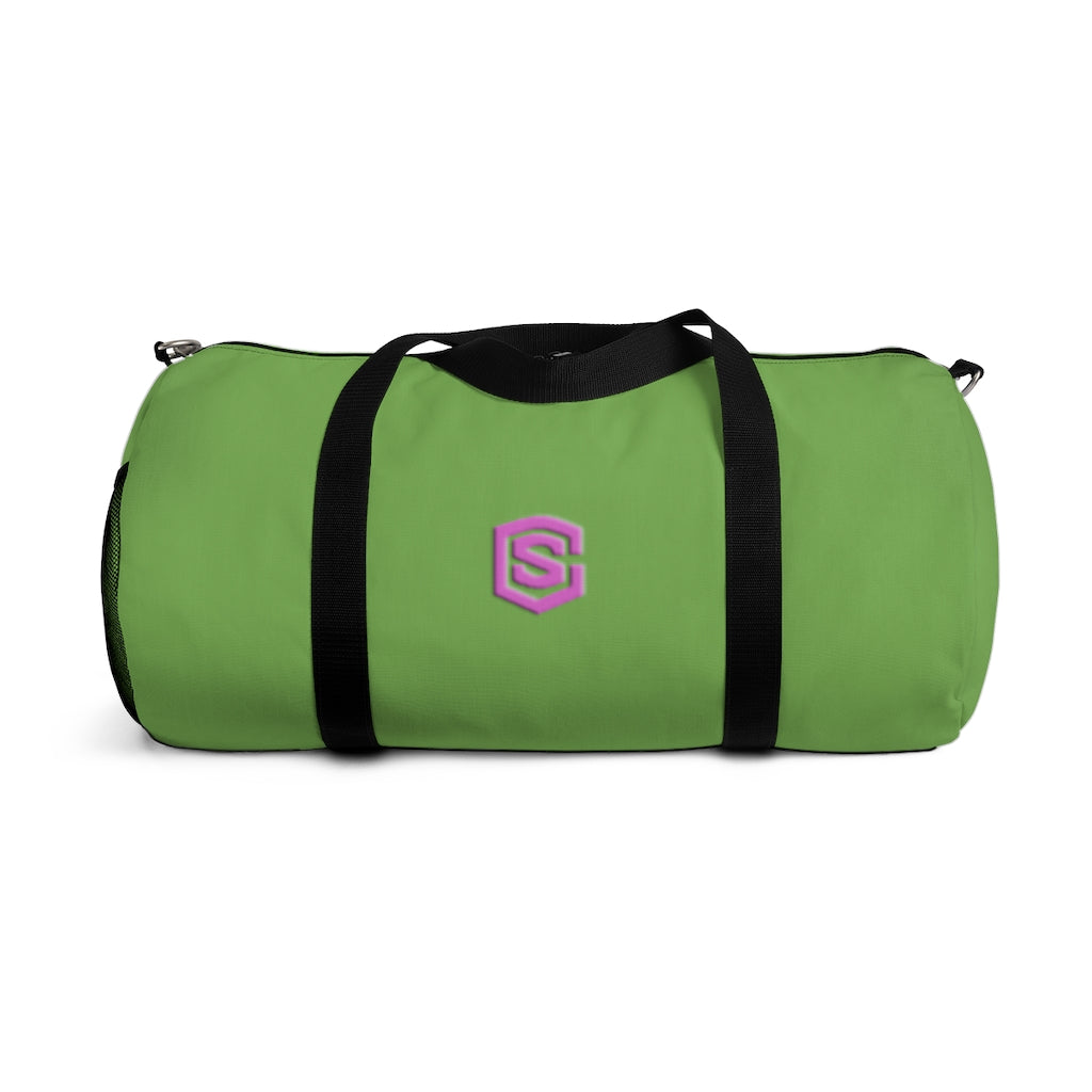 Green Duffel Bag Pink Logo