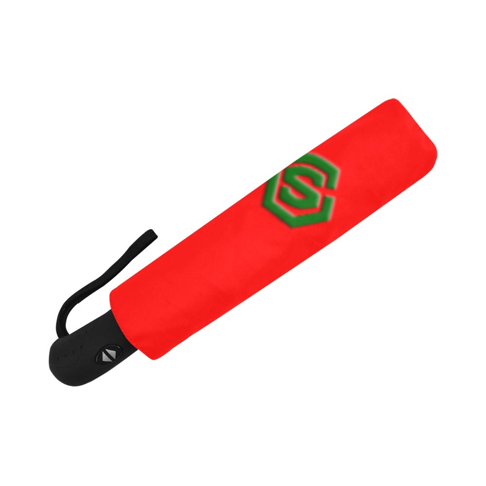 Red Anti-UV Automatic Umbrella With Green Logo Anti-UV Automatic Umbrella(Outside Printing)(Model U09)