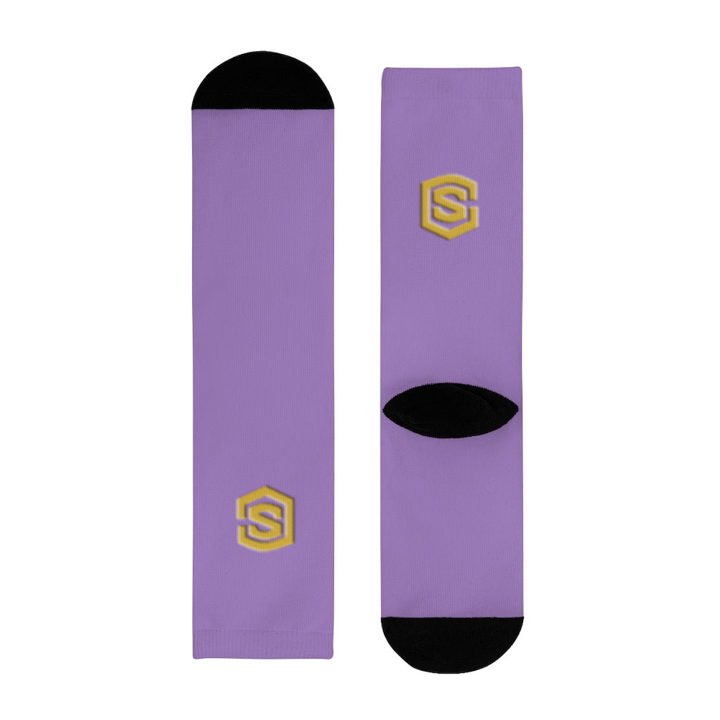 Purple Sublimation Crew Socks (EU) Gold Logo