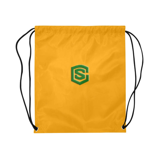 Orange Drawstring Bags Large With Green Logo Drawstring Bags (Model 1604) (Large)