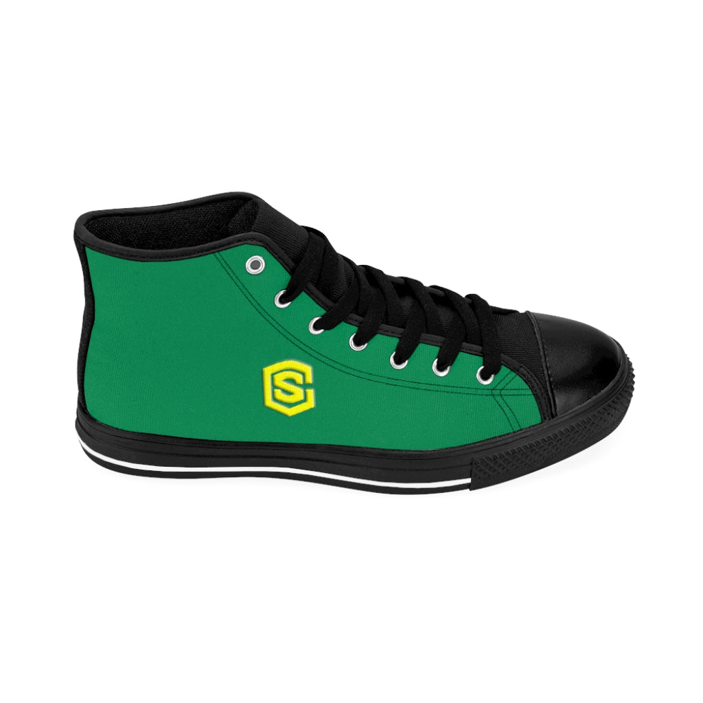 green Men's High-top Sneakers - yellow logo