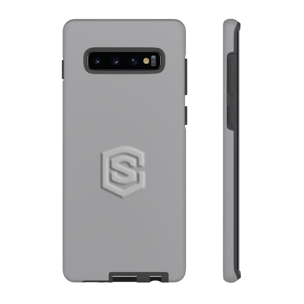 Grey Tough Cases Silver Logo