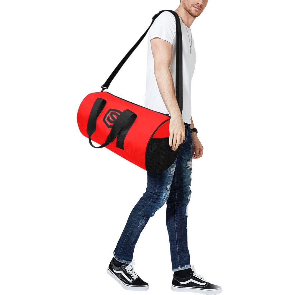 RED TRAVEL BAG WITH BLACK LOGO Travel Duffel Bags (Model 1679)