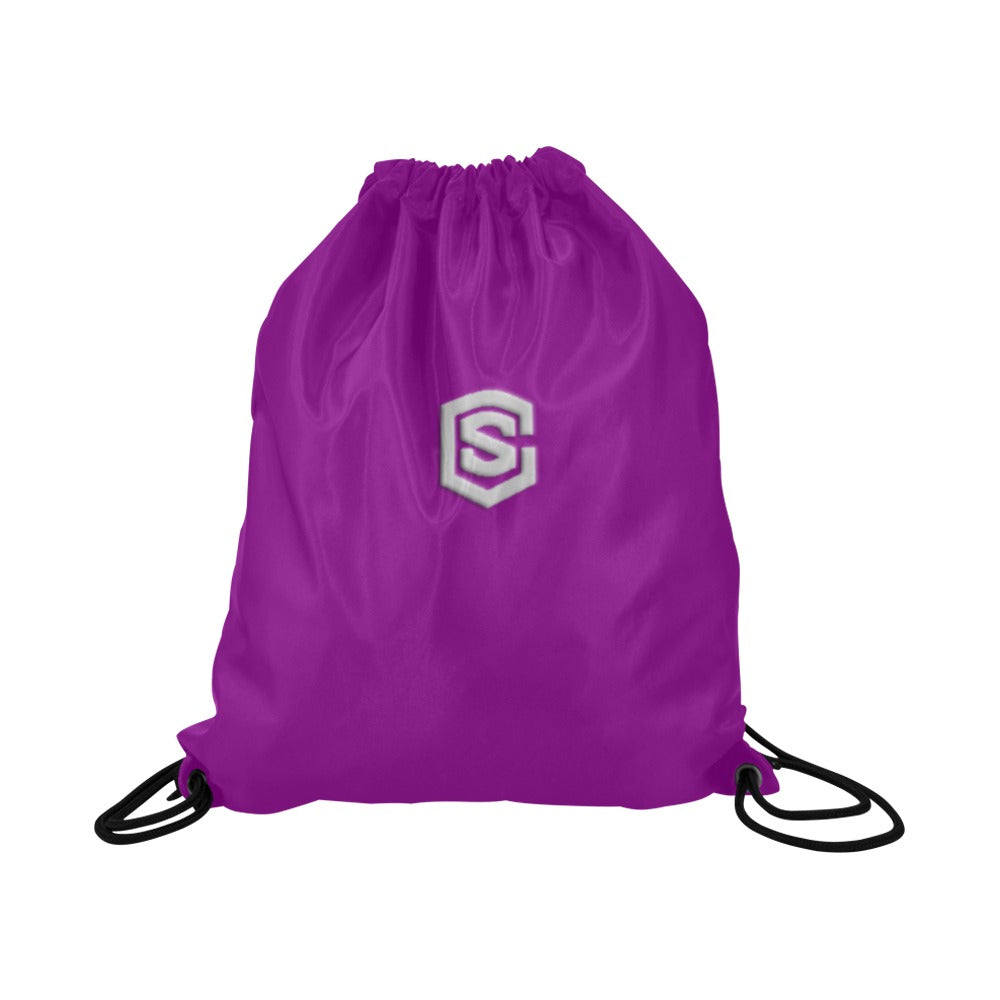 Purple Drawstring Bags Large With Silver Logo Drawstring Bags (Model 1604) (Large)
