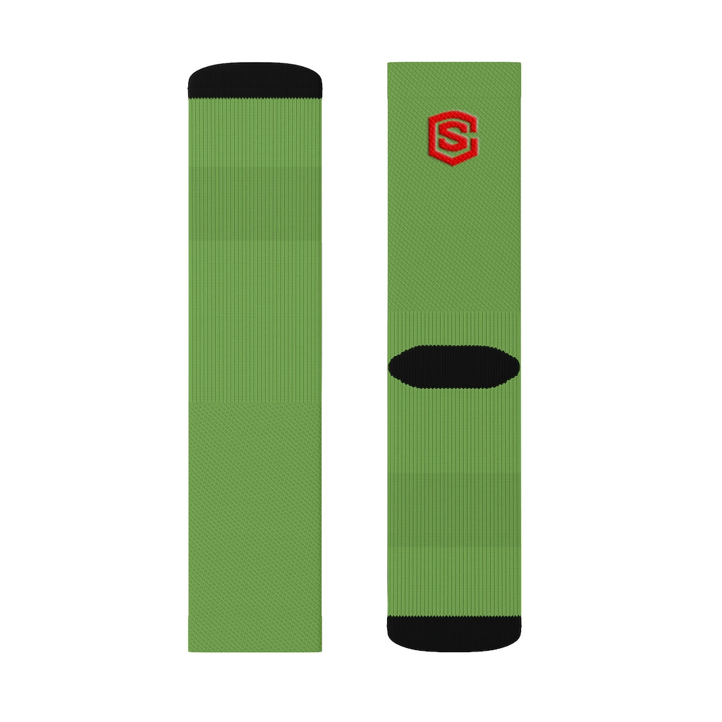 Iight Green Sublimation Socks Red Logo