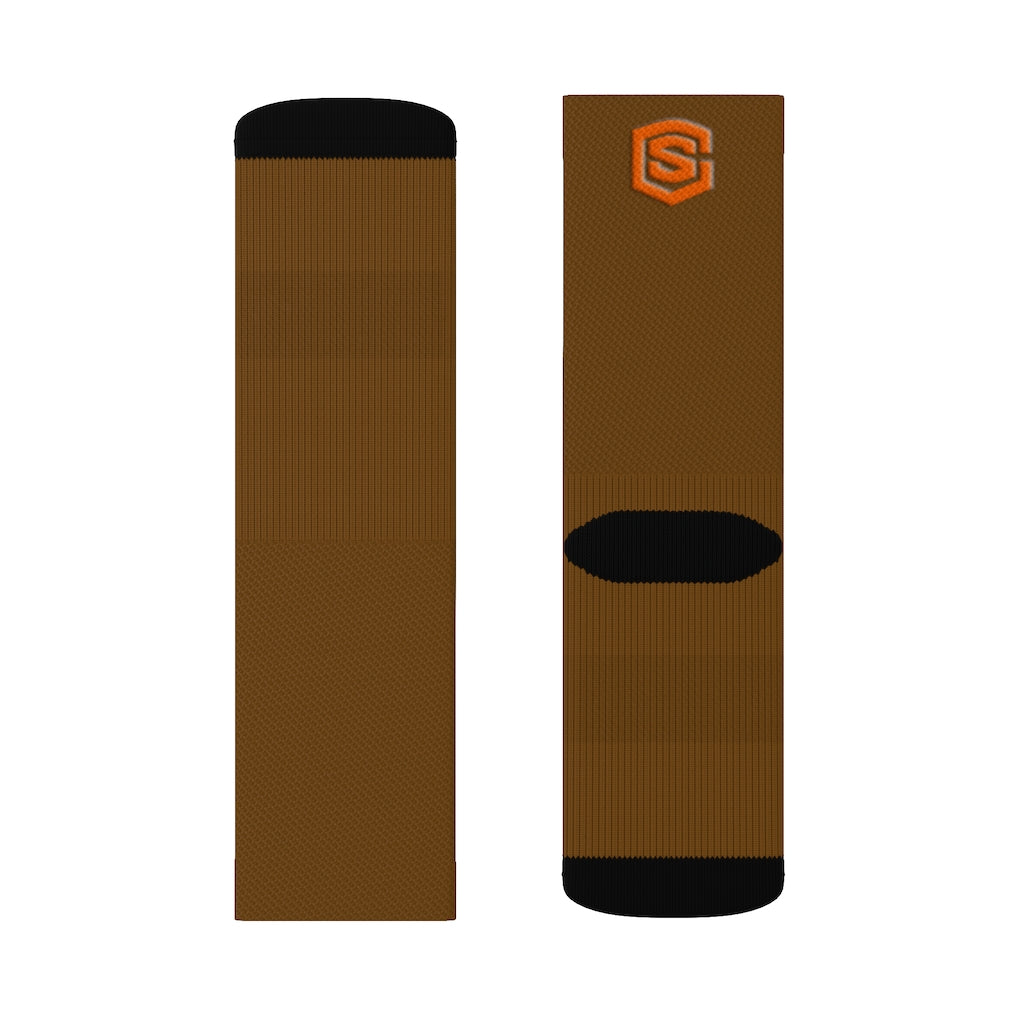 Brown Sublimation Socks Orange Logo