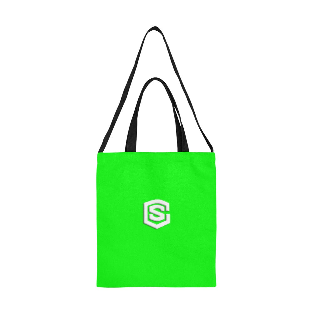 Green All Over Print Canvas Tote Bag With White Logo All Over Print Canvas Tote Bag(Model1698)(Medium)