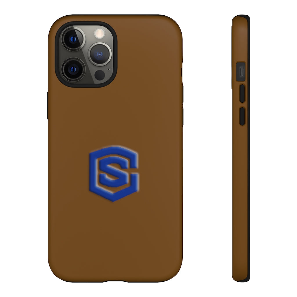 Brown Tough Cases Blue Logo
