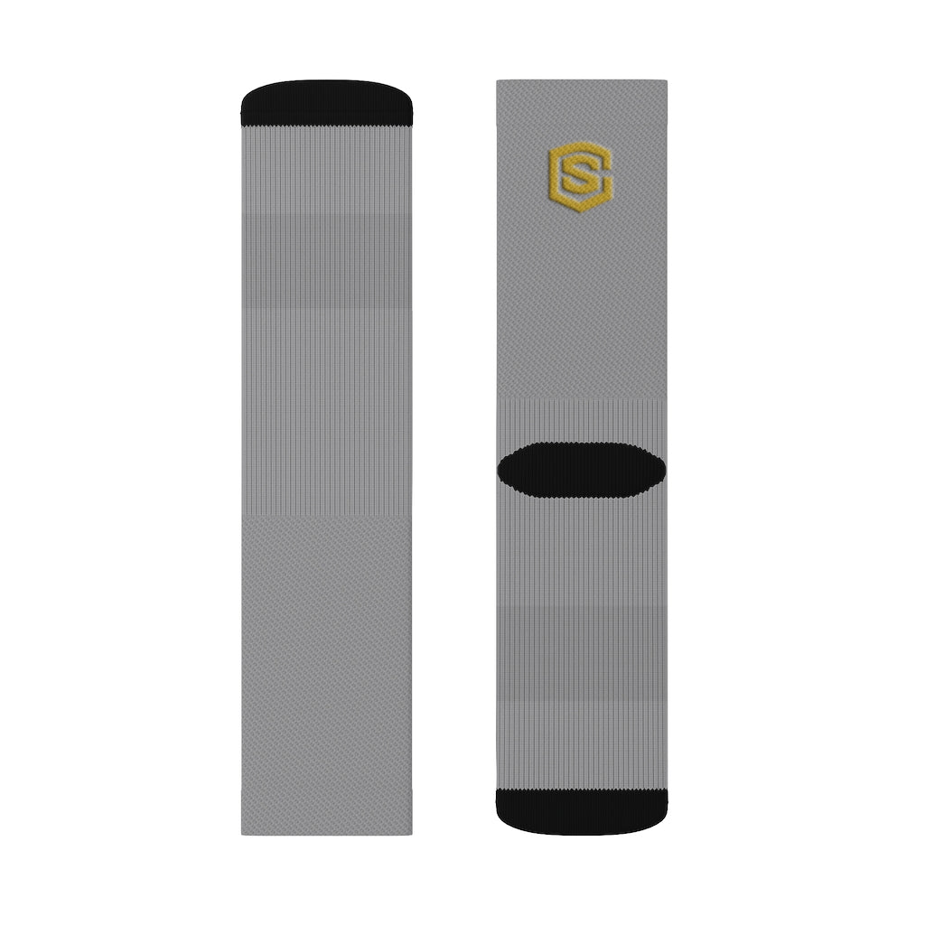 Grey Sublimation Socks Gold Logo