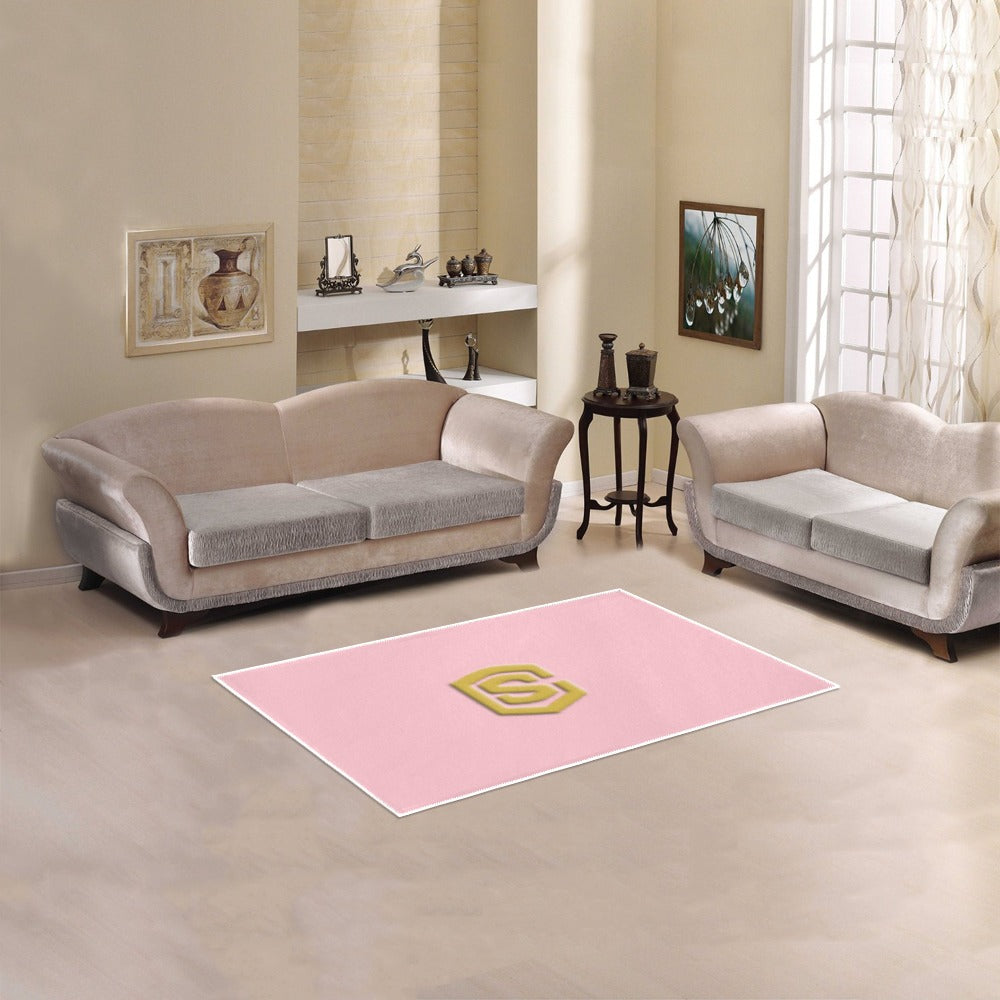 Pink Area Rug 2.6' x 1.7' with Gold Logo Area Rug 2.6' x 1.7'