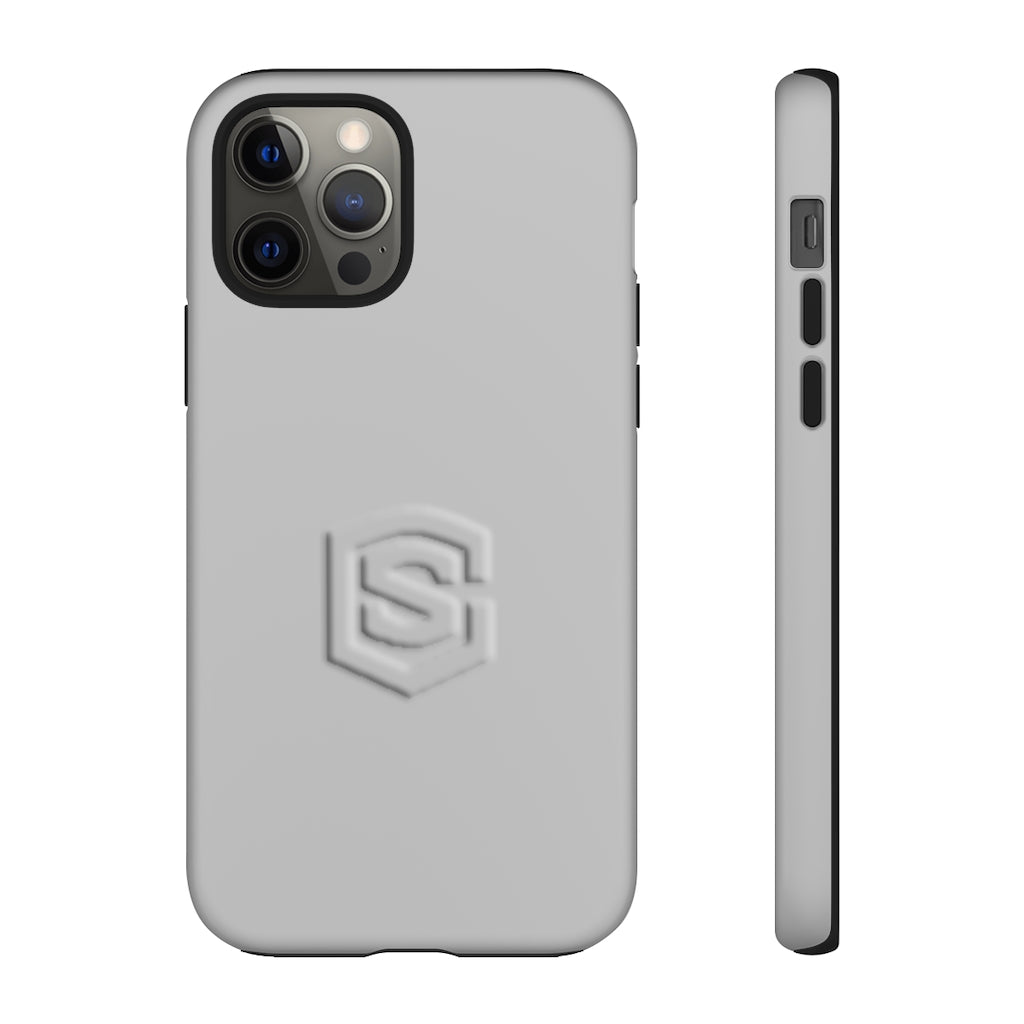 Grey Tough Cases Silver Logo