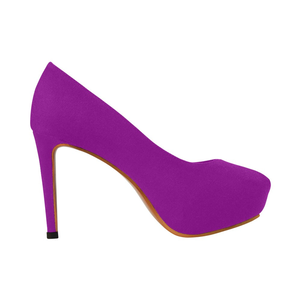 Purple Women's Pumps With Gold Logo Women's High Heels (Model 044)