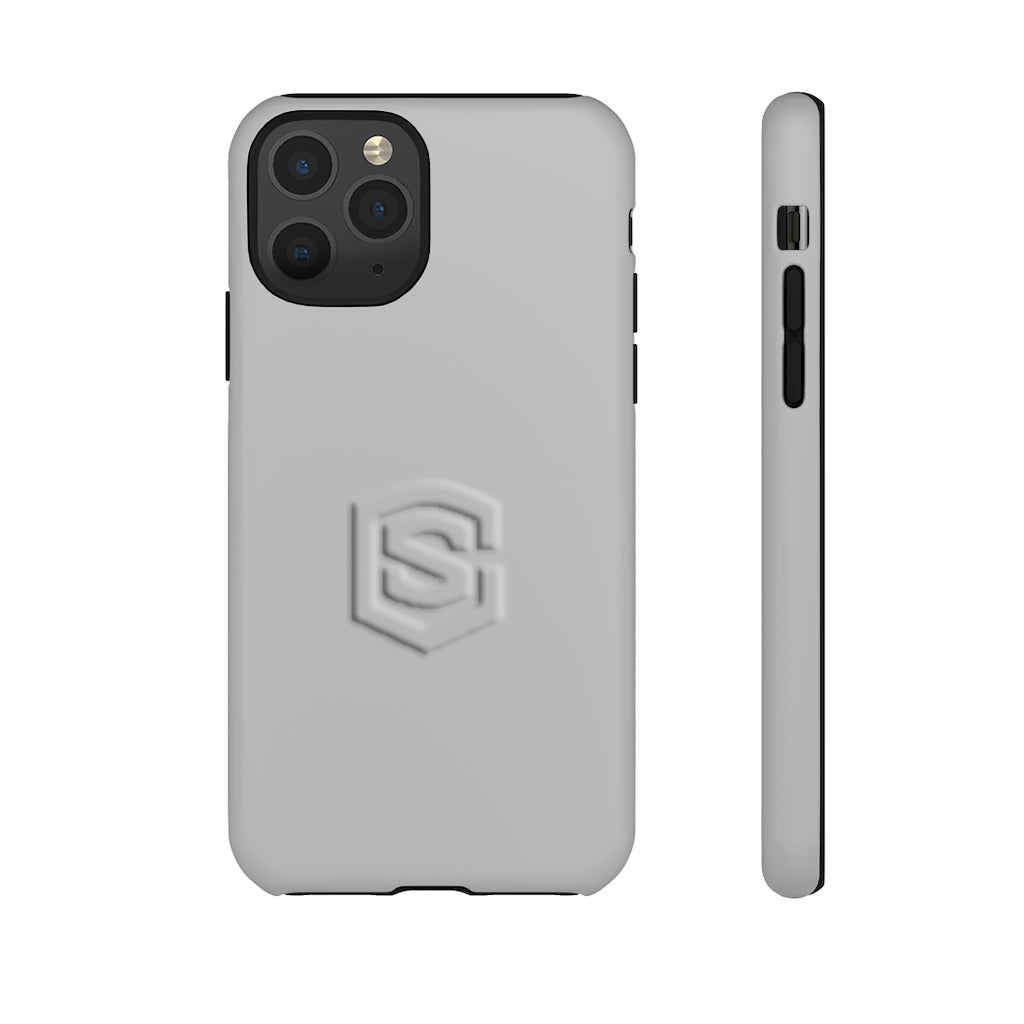 Grey Tough Cases Silver Logo