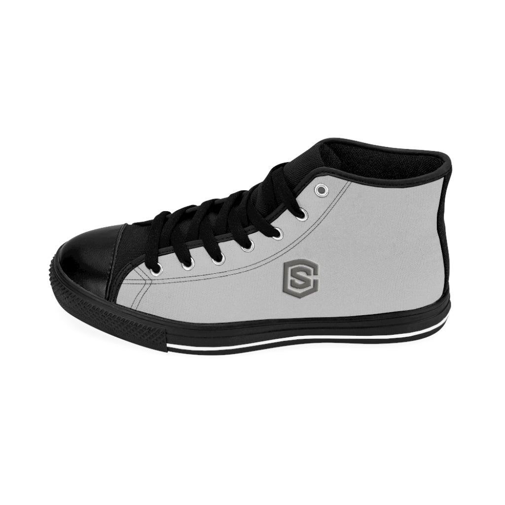 grey Men's High-top Sneakers Silver logo