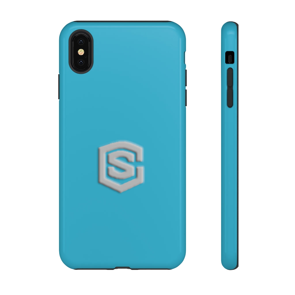 Blue Tough Cases Silver Logo