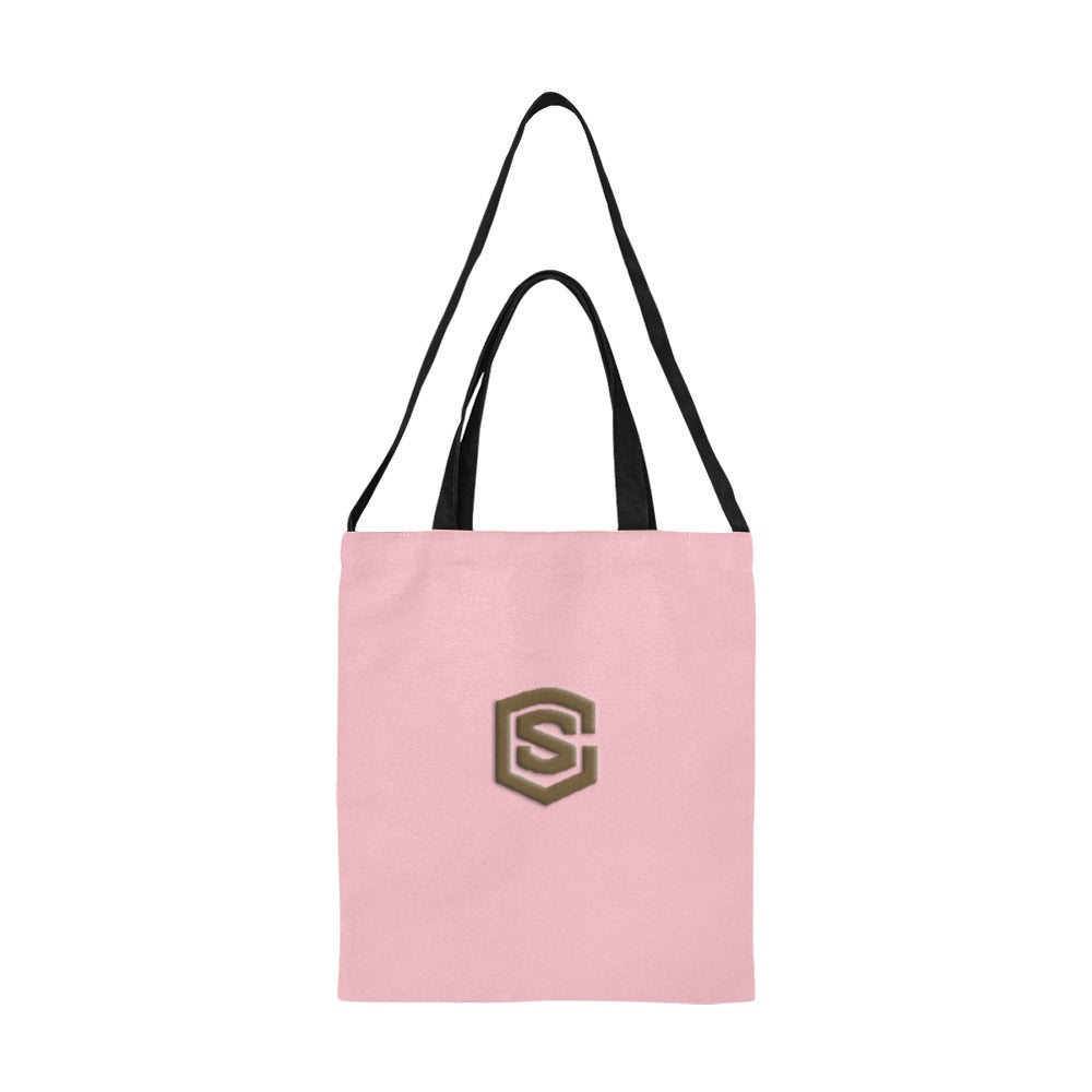 Pink All Over Print Canvas Tote Bag With Brown Logo All Over Print Canvas Tote Bag(Model1698)(Medium)