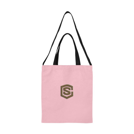 Pink All Over Print Canvas Tote Bag With Brown Logo All Over Print Canvas Tote Bag(Model1698)(Medium)