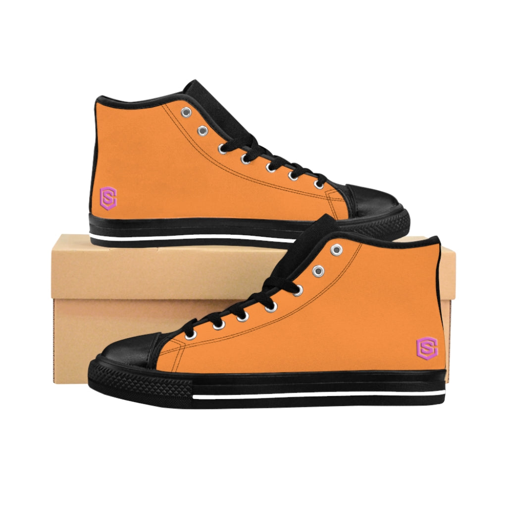 orange Women's High-top Sneakers Pink logo