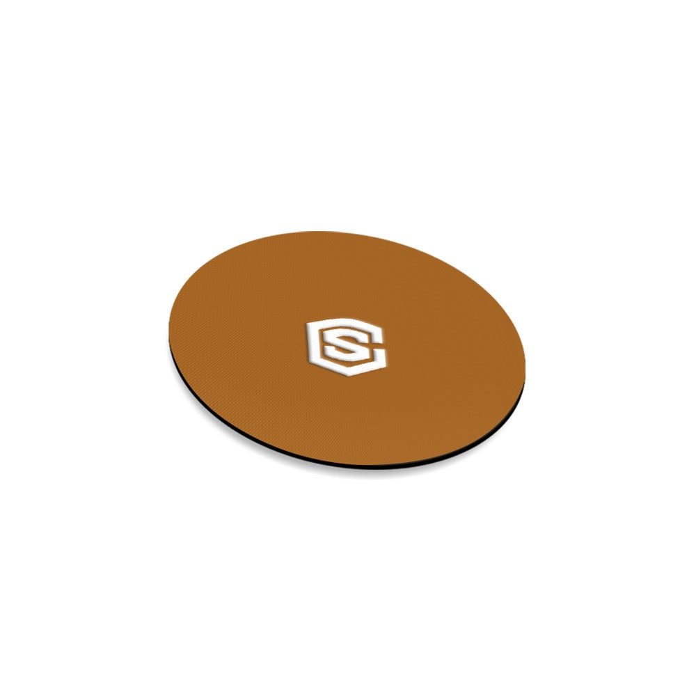 Brown Round Coaster with White Logo Round Coaster