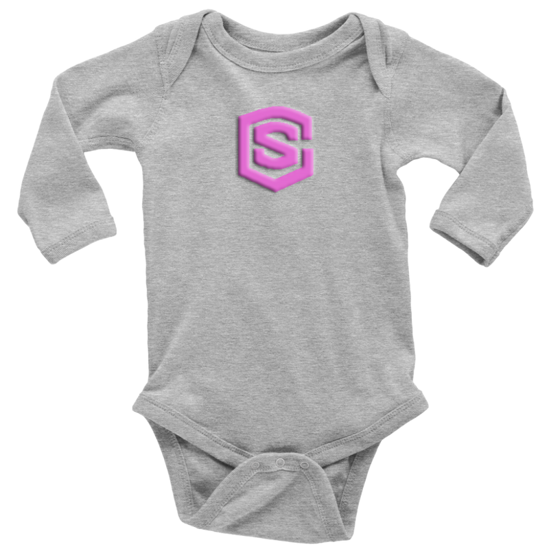 Long Sleeve Baby Bodysuit WITH PINK LOGO