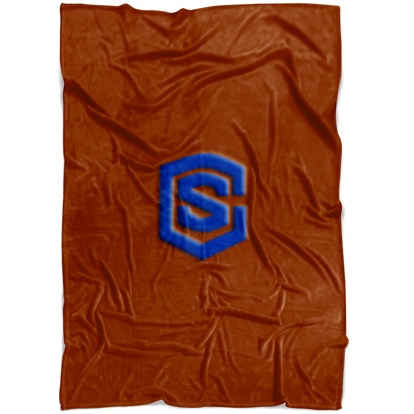 Brown Fleece Blanket Blue Logo
