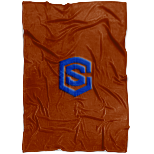 Brown Fleece Blanket Blue Logo