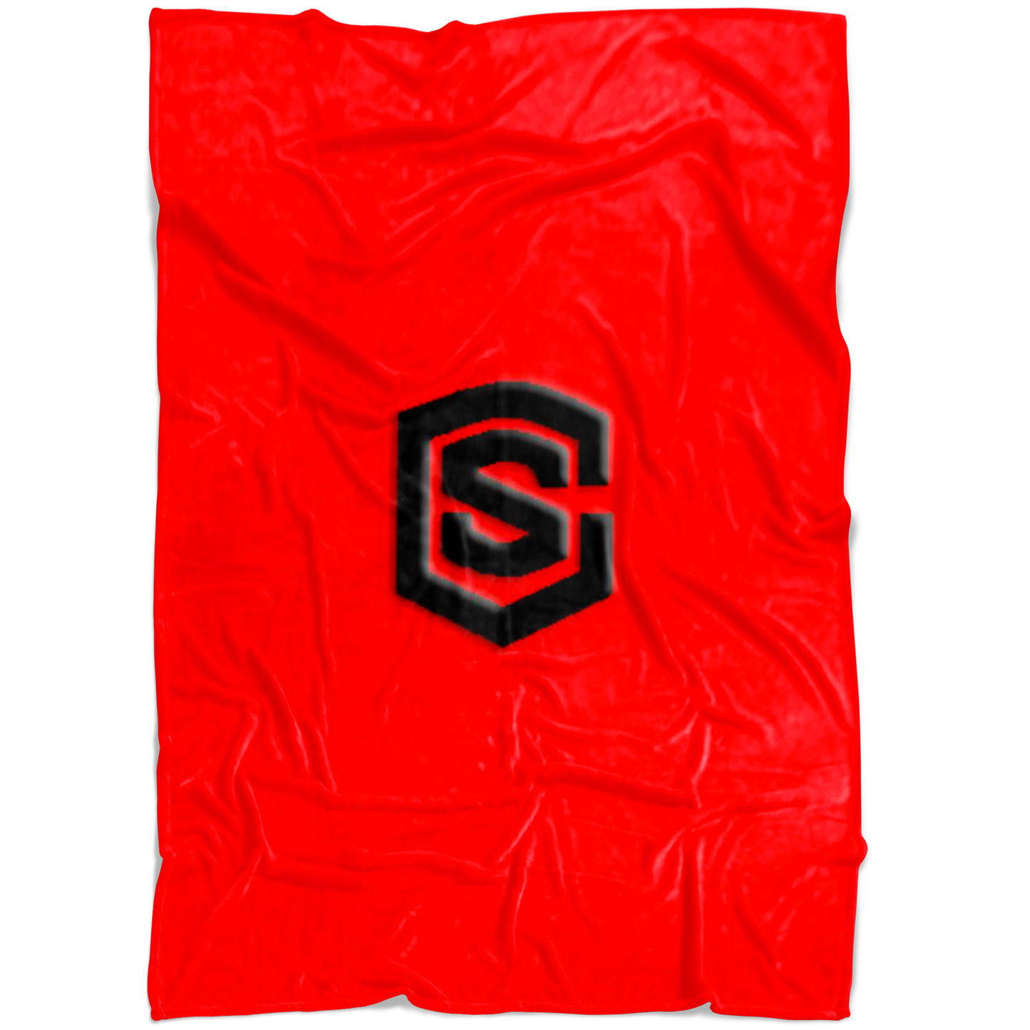 Red Fleece Blanket Black Logo