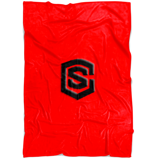 Red Fleece Blanket Black Logo