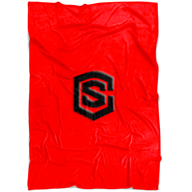 Red Fleece Blanket Black Logo