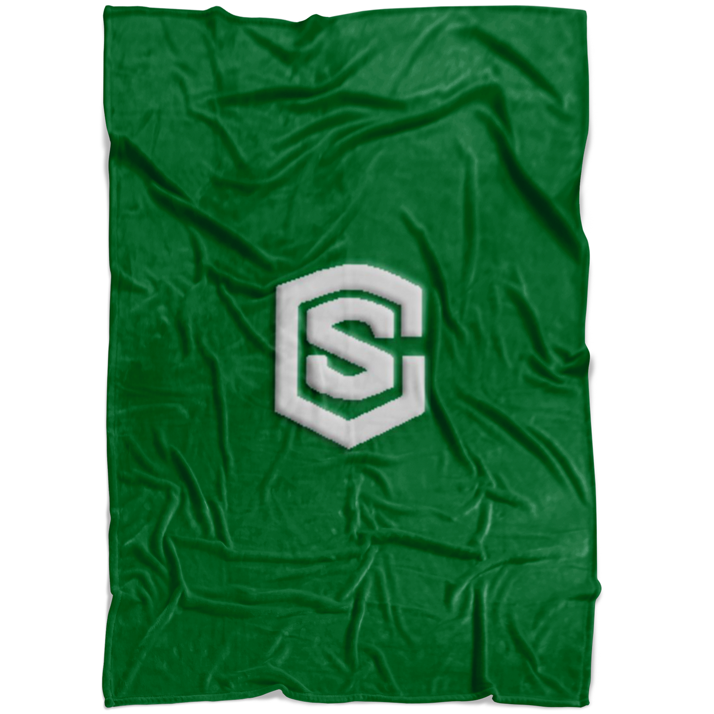 Green Fleece Blanket Silver Logo