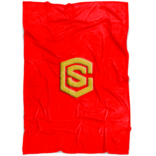 Red Fleece Blanket Gold Logo