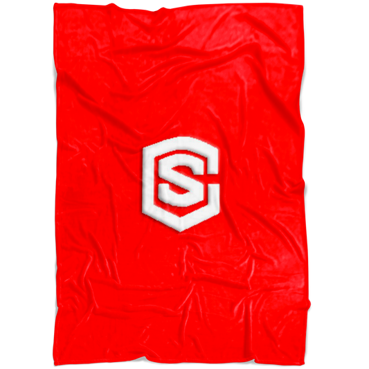 Red Fleece Blanket White Logo