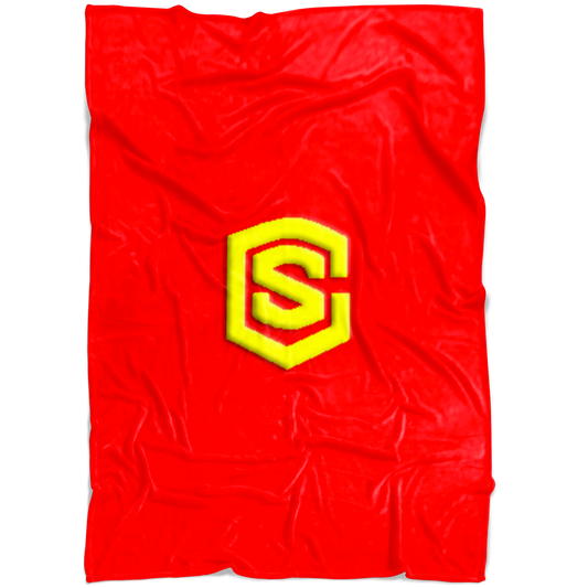 Red Fleece Blanket Yellow Logo