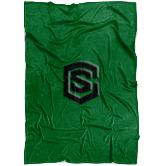 Green Fleece Blanket Black Logo