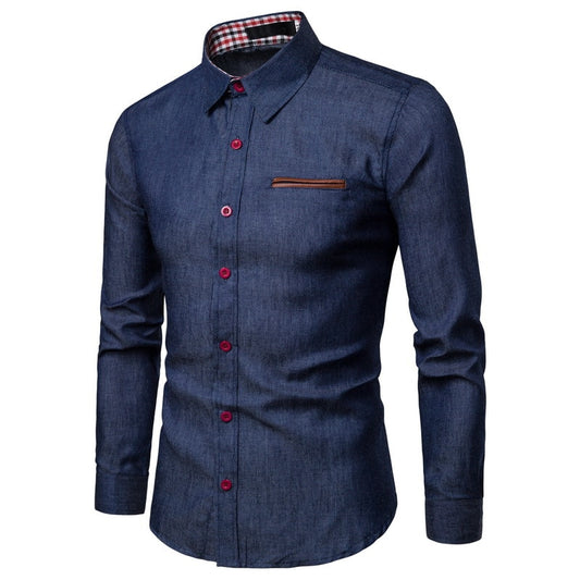 Mens Jeans Shirt Solid Slim Fit