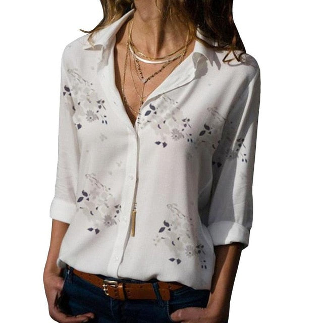 Women Turn-down Collar Blouse