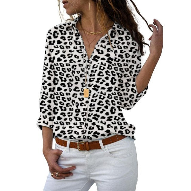 Women Turn-down Collar Blouse