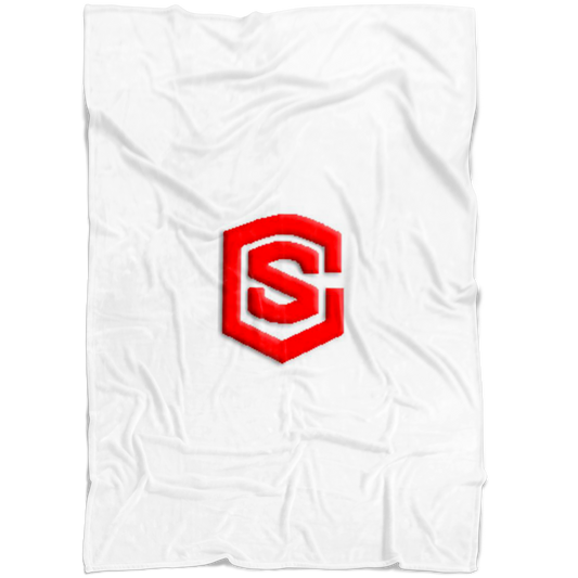 White Fleece Blanket Red Logo