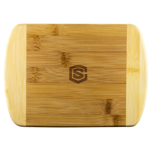 Round Edge Wood Cutting Board WITH WHITE LOGO