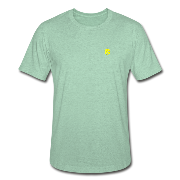 Unisex Heather Prism T-Shirt WITH YELLOW  LOGO - heather prism mint