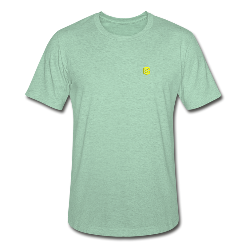 Unisex Heather Prism T-Shirt WITH YELLOW  LOGO - heather prism mint