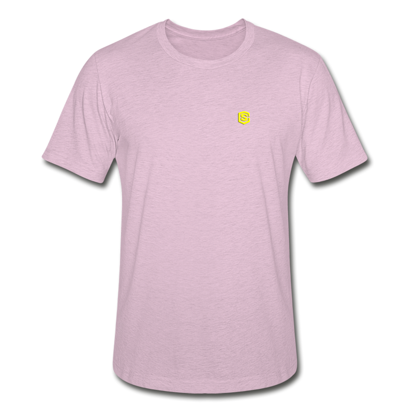 Unisex Heather Prism T-Shirt WITH YELLOW  LOGO - heather prism lilac