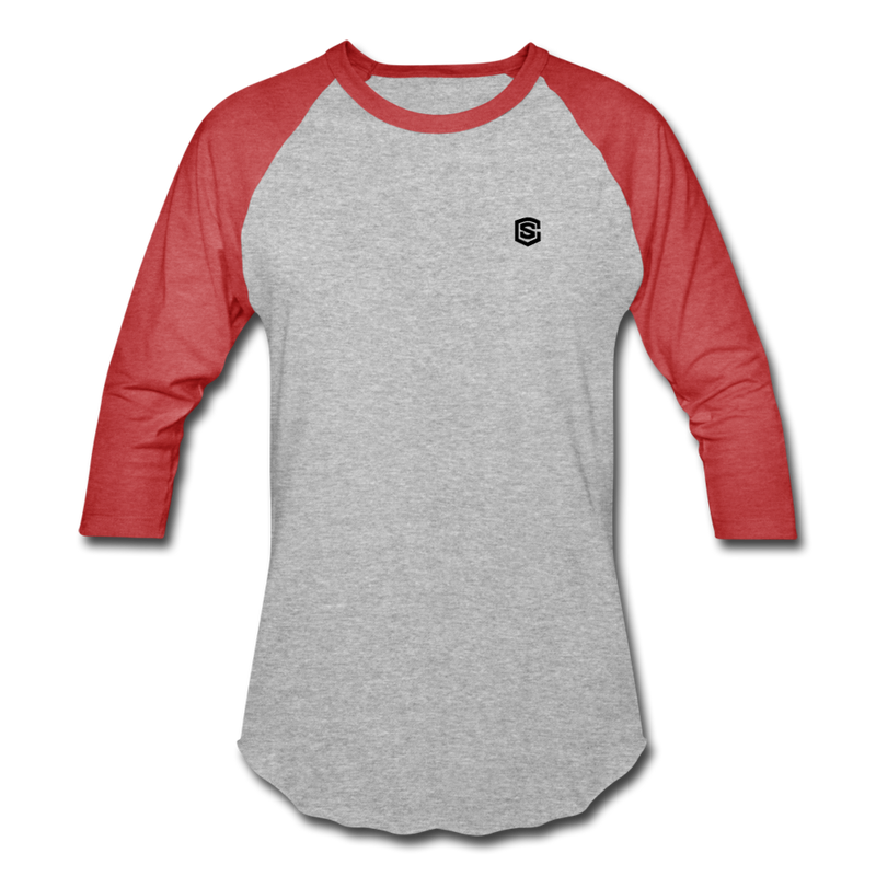 Baseball T-Shirt WITH BLACK  LOGO - heather gray/red