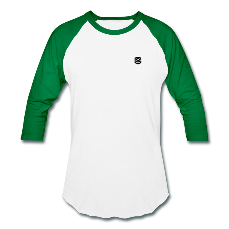 Baseball T-Shirt WITH BLACK  LOGO - white/kelly green